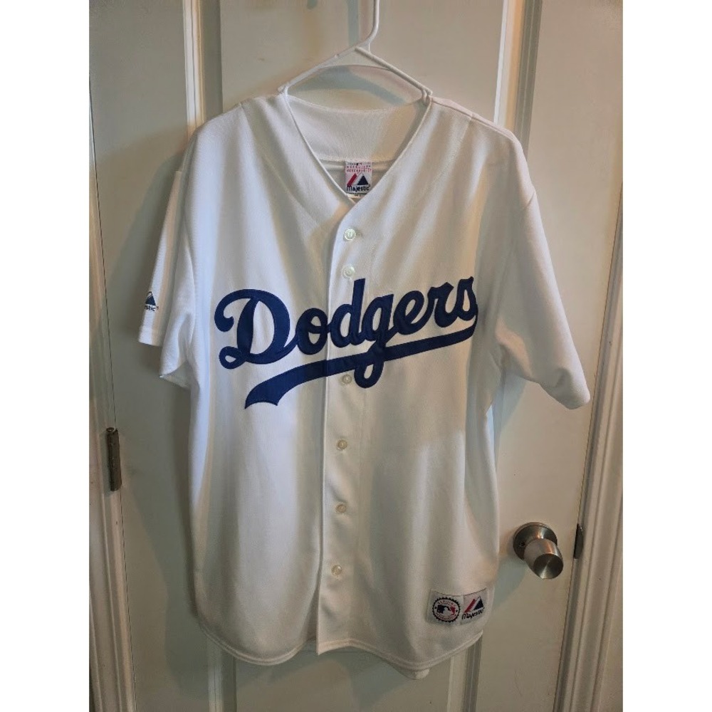 Majestic Los Angeles Dodgers MLB Jersey Mens Medium White Button Front Baseball